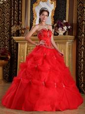 Dark Red V-shaped Ball Gown Floor Length Quinceanera Dress