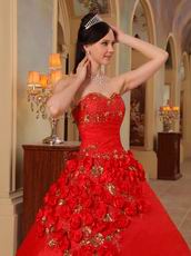 Stylish Side Handmade Flowers Trimed Quinceanera Dress