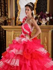 Single Shoulder 2014 Multi-Color Layers Skirt Quinceanera Gown