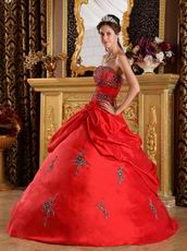 Crimson Red Embroidered Coming-of-age Ceremony Dress