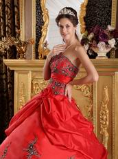 Crimson Red Embroidered Coming-of-age Ceremony Dress