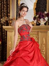 Crimson Red Embroidered Coming-of-age Ceremony Dress