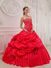Sweetheart Neckline Puffy Quinceanera Dress In Red