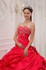 Sweetheart Neckline Puffy Quinceanera Dress In Red