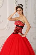 Beaded Zebra Decorate Beautiful Quinceanera Dress Scarlet