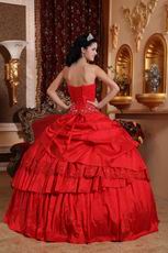 Crimson Sweetheart Neck Quinceanera Dress 2014 Style