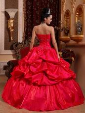 Strapless Bubble Floor-length Scarlet Taffeta Quinceanera Dress