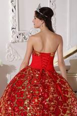 Scarlet Strapless Puffy Quinceanera Dress With Sequin Decorate