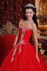 Appliqued Winter Red Strapless Quinceanera Dress Like A Princess