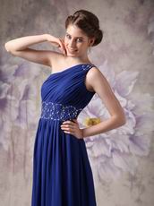 One Shoulder Backless Royal Blue Latest Prom Dress