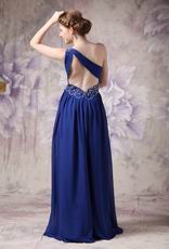 One Shoulder Backless Royal Blue Latest Prom Dress