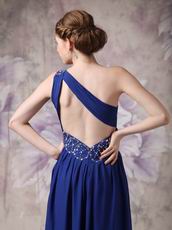 One Shoulder Backless Royal Blue Latest Prom Dress