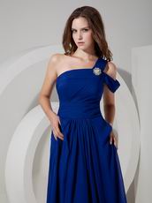 Royal Blue Chiffon Single One Shoulder A-line Prom Dress