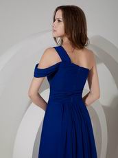 Royal Blue Chiffon Single One Shoulder A-line Prom Dress