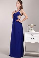 Royal Blue Chiffon Cross Back Dress Ready To Wear For Prom