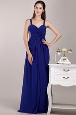 Royal Blue Chiffon Cross Back Dress Ready To Wear For Prom