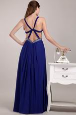 Royal Blue Chiffon Cross Back Dress Ready To Wear For Prom