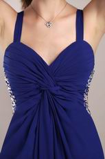 Royal Blue Chiffon Cross Back Dress Ready To Wear For Prom