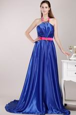 Halter Top Royal Blue Designer Pageant Prom Dresses