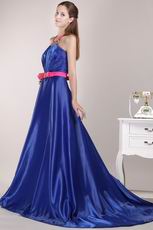 Halter Top Royal Blue Designer Pageant Prom Dresses