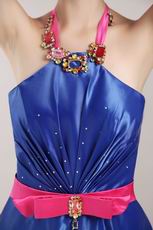 Halter Top Royal Blue Designer Pageant Prom Dresses