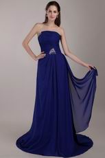 Royal Blue Strapless Court Train Prom Dress For Cheap