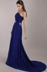 Royal Blue Strapless Court Train Prom Dress For Cheap