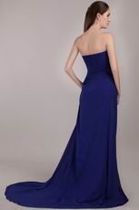 Royal Blue Strapless Court Train Prom Dress For Cheap