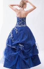 Mineral Blue Prom Ball Gown With Embroidery Details