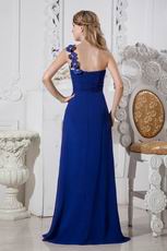 One Shoulder Royal Blue Floor Length Chiffon Evening Dress