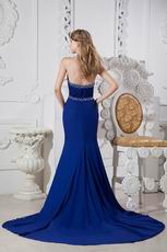 Royal Blue Halter Chiffon Skirt La Femme Evening Gowns