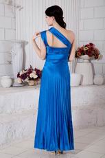 One Shoulder Floor Length Column Skirt Blue Prom Dress