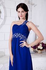 Inexpensive One Shoulder Royal Blue Evening Party Dress