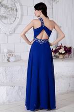 Inexpensive One Shoulder Royal Blue Evening Party Dress