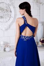 Inexpensive One Shoulder Royal Blue Evening Party Dress