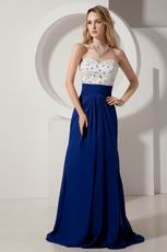 Slender Sweetheart Column Dark Blue Chiffon Prom Party Dress