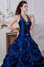 Lace Up Back Royal Quinceanera Dress With Halter Design