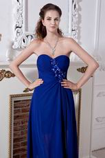 Sweetheart Split Skirt Royal Blue Chiffon Evening Gown Dress