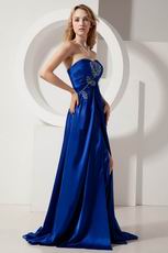 Sweetheart Floor Length Slit Skirt Blue Evening Dress