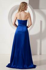 Sweetheart Floor Length Slit Skirt Blue Evening Dress