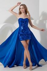 Royal Blue Sequin Asymmetrical Detachable Cocktail Dress