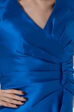 Knee Length Royal Blue Sweet 16 Dress V Neckline Design