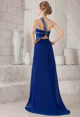 Royal Blue One Shoulder Split Floor Length Prom Party Dress