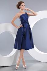 Modest Dark Blue Homecoming Dress With One Shoulder Skirt