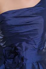 Modest Dark Blue Homecoming Dress With One Shoulder Skirt