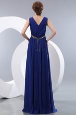 Perfect Sapphire Blue Evening Dress With Leopard Print Belt