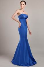 Trumpet Floor-length Royal Blue Satin Best Prom Dress Petite