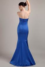 Trumpet Floor-length Royal Blue Satin Best Prom Dress Petite