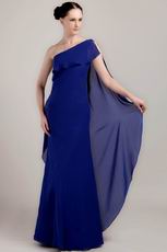 One Shoulder Royal Blue Chiffon 2014 New Arrival Prom Dress