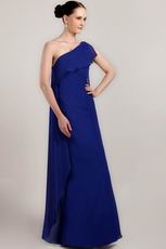 One Shoulder Royal Blue Chiffon 2014 New Arrival Prom Dress